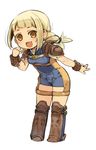  :3 :d arm_behind_back bangs belt belt_buckle bent_over blonde_hair blue_belt blush bodysuit boots braid breasts brown_eyes buckle chibi cuffs eyebrows fake_wings final_fantasy final_fantasy_xii full_body hand_up long_hair mini_wings mota no_nose open_mouth penelo short_sleeves shoulder_pads simple_background small_breasts smile solo standing thigh_boots thigh_strap thighhighs twin_braids white_background wings wristband 