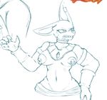  2017 anthro areola beerus breasts cat collar crossgender dragon_ball dragon_ball_super ear_piercing feline female hand_on_hip hi_res mammal nipple_piercing nipples piercing salaciouslx simple_background sketch sphynx 