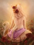  anthro clothed clothing day detailed_background digital_media_(artwork) donkey equine female hair mammal outside raventenebris solo topless white_hair 