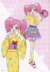  aikatsu! amahane_madoka blus green_eyes hsmiletwintails kimono official_art pink_ghair short_hair 