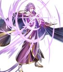  armor book boots cape casting_spell circlet fire_emblem fire_emblem:_seima_no_kouseki fire_emblem_heroes full_body haru_(toyst) highres holding holding_book lips lyon_(fire_emblem) magic male_focus medium_hair official_art open_mouth purple_cape purple_eyes purple_hair robe serious shoulder_armor solo standing tassel teeth transparent_background turtleneck white_footwear wide_sleeves 