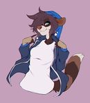  2017 5_fingers anthro beanie blue_eyes clothed clothing female fur hair hat hybrid looking_at_viewer mammal naomi_(mightypoohead) procyonid raccoon rat rodent simple_background smile solo standing tofu93 