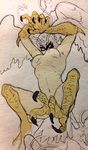  1girl belly breasts claws devilman feathered_wings feathers harpy head_wings large_wings monster_girl nipples nude siren_(devilman) solo stomach talons white_hair wings 