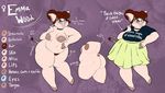  2018 3_fingers 3_toes anthro areola beauty_mark belly big_areola big_breasts biped birthmark blue_clothing blue_eyes blue_topwear breasts brown_hair brown_hooves brown_nipples bubble_butt butt character_name choker clothed clothing cloven_hooves collaboration color_swatch cross_section curled_tail deep_navel digital_drawing_(artwork) digital_media_(artwork) directional_arrow emma_wood english_text eyelashes eyeshadow eyewear female front_view full-length_portrait glasses green_bottomwear green_clothing hair hair_bun hooved_fingers hooves looking_away makeup mammal midnapwnzall model_sheet mole_(marking) multiple_poses multiple_versions navel nipples nude overweight overweight_female pig pig_nose pince-nez pink_nose pink_pussy pink_skin pinup porcine portrait pose pubes pussy rear_view scotti-biscotti shirt short_hair side_boob skirt smile solo standing stretch_marks stretchmarks tail_tuft text thick_thighs toes torso_shot tuft wide_hips ♀ 