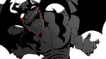  1boy abs blood crying demon demon_boy demon_wings devilman devilman_crybaby fudou_akira head_wings monster_boy open_mouth sharp_teeth shirtless simple_background solo teeth tongue white_background wings 