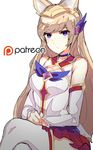  1girl ahri animal_ears breasts chuchumi fox_ears large_breasts league_of_legends long_hair magical_girl patreon patreon_logo star_guardian_ahri tiara 