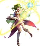  armor bangs book boots breasts cape capelet dress elbow_gloves fire_emblem fire_emblem:_seima_no_kouseki fire_emblem_heroes full_body gloves green_eyes green_hair highres holding holding_book jewelry konfuzikokon l'arachel long_hair magic medium_breasts official_art open_book open_mouth shoulder_armor shoulder_pads smile solo thigh_boots thighhighs transparent_background turtleneck white_gloves zettai_ryouiki 