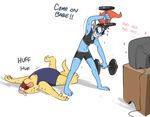  alphys anthro duo exercise eye_patch eyes_closed eyewear female fish grin hair lizard marine midriff navel open_mouth pixylbyte ponytail red_hair reptile scalie simple_background smile spread_legs spreading sweat television tired tongue tongue_out undertale undyne video_games weights yellow_eyes 