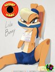  2018 anthro blonde_hair blue_eyes blush breasts buckteeth cleavage clothed clothing digital_media_(artwork) female fingering forced forced_masturbation fur gag gagged glare grope hair hi_res lagomorph lola_bunny looking_at_viewer looney_tunes mammal masturbation midriff orange_fur rabbit shorts silent-sid_1992 simple_background solo teeth warner_brothers 