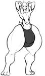  2016 asriel_dreemurr balls bulge looking_at_viewer male monochrome navel nipples penis pumpkybutt solo thick_thighs undertale video_games 