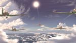  airplane b5n blue_sky cloud commentary_request condensation_trail day from_behind horizon kantai_collection key_kun motion_blur ocean outdoors propeller scenery seascape sky sun translation_request 