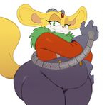  2018 anthro chinchilla clothed clothing female green_eyes hi_res looking_at_viewer mammal neck_tuft overweight overweight_female rodent simple_background solo sonic_(series) sssonic2 thick_thighs thunderbolt_the_chinchilla tuft white_background 