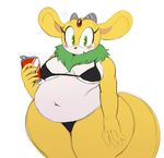  2018 anthro belly bikini blush breasts chinchilla clothing female green_eyes hi_res holding_object looking_at_viewer mammal navel overweight overweight_female rodent simple_background solo sonic_(series) sssonic2 swimsuit thick_thighs thunderbolt_the_chinchilla white_background 