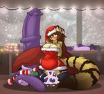  abdominal_bulge anal_beads anthro big_dildo blush christmas clothed clothing cum cum_from_nose cum_in_nose cum_in_pussy cum_innflation cum_inside cum_through dildo equine_dildo feline female garter holidays hyper_dildo inside kneeling limebreaker mammal masturbation open_mouth penetration sex_toy snow solo vaginal vaginal_penetration 