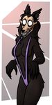  anthro big_breasts black_fur breasts canine clothing female fur hair hi_res kea_(artist) mammal monster nipples scp-1471 scp_foundation simple_background skull solo 