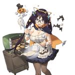  animal_ears apron baking bat black-framed_eyewear black_hair blue_eyes bowl breasts capelet cat_ears cleavage collar cookie dropping fake_animal_ears food hair_ornament holding kino_books large_breasts long_hair official_art open_mouth oven pantyhose skirt solo star star_hair_ornament strap_slip transparent_background twintails uchi_no_hime-sama_ga_ichiban_kawaii whoisshe wrist_cuffs 