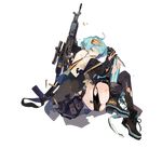  asymmetrical_legwear back_tattoo black_panties blue_hair boots fingerless_gloves from_behind full_body girls_frontline gloves grenade_launcher gun knife looking_at_viewer looking_back nineo official_art orange_eyes panties rifle tattoo thighhighs torn_clothes torn_legwear tramp_stamp transparent_background underwear weapon zas_m21_(girls_frontline) zastava_m21 