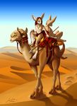  4_toes 5_fingers anthro barefoot brown_nose camel camelid canine day detailed_background digital_media_(artwork) fennec feral fox group holding_object holding_weapon male mammal melee_weapon outside polearm sitting sky spear standing suzidragonlady toes weapon 