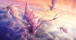  day detailed_background digital_media_(artwork) dragon feral flying group horn membranous_wings outside suzidragonlady wings 