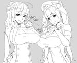  :p azur_lane breasts cleavage cleavage_cutout commentary_request elbow_gloves gloves greyscale handjob_gesture hat honolulu_(azur_lane) huge_breasts long_hair monochrome multiple_girls penetration_gesture sexually_suggestive signum_(nanohanano77) sketch st._louis_(azur_lane) tongue tongue_out twintails 