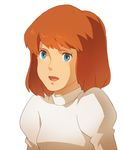  blue_eyes breasts brown_hair castle_of_cagliostro clarisse_de_cagliostro commentary_request dress honoboooono short_hair small_breasts solo studio_ghibli 