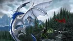  anthro day detailed_background digital_media_(artwork) dragon duo feral membranous_wings open_mouth outside sky suzidragonlady teeth tongue white_skin wings wyvern 