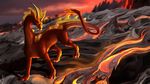  ambiguous_gender claws day detailed_background digital_media_(artwork) dragon feral horn lava outside solo standing suzidragonlady 