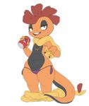 2017 3_fingers anthro belly beverage blush can claws clothed clothing colored crookedtrees digital_media_(artwork) eyelashes female flat_chested half-closed_eyes holding_object jewelry looking_at_viewer mohawk navel necklace nintendo open_mouth panties pants_down partially_clothed pok&eacute;mon pok&eacute;mon_(species) pok&eacute;morph ring scarf scrafty short_stack skimpy slightly_chubby smile solo teeth thick_thighs thong tongue underwear video_games wide_hips 