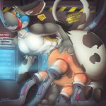  2016 2_toes 3_fingers anthro bdsm blush bondage bound bovine cattle cetacean cyrin detailed_background digital_drawing_(artwork) digital_media_(artwork) dolphin english_text fur hooves hypnosis kaomoroart lactating machine male mammal marine markings milk milking_machine mind_control muzzle_(object) muzzled solo spiral spiral_eyes spots stuffing teats technology text toes udders white_fur 