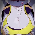  big_breasts breasts cleavage clothed clothing female lemur long_tail mammal ota_(artist) primate solo sonic_(series) tangle_the_lemur 