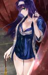  blue_hair cyaca_ab fire_emblem fire_emblem:_akatsuki_no_megami fire_emblem:_souen_no_kiseki green_eyes headband long_hair looking_at_viewer sleepwear solo wayu_(fire_emblem) 