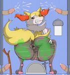  anal anime anus bathroom blpanda braixen breasts butt canine fart female gas gassy male mammal nintendo nipples penis pok&eacute;mon pok&eacute;mon_(species) toilet toilet_paper video_games 