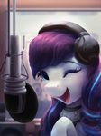  2018 absurd_res coloratura_(mlp) digital_media_(artwork) earth_pony equine female feral friendship_is_magic hair headphones hi_res horse long_hair mammal microphone my_little_pony one_eye_closed open_mouth pony solo vanillaghosties 