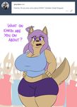  anthro big_breasts breasts clothed clothing digital_media_(artwork) female feonna pants theroflcoptr thick_thighs voluptuous wide_hips 