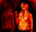  alessa_gillespie blonde_hair breasts commentary_request dual_persona enigma_(nig69) heather_mason jacket memory_of_alessa mirror reflection short_hair silent_hill silent_hill_3 skirt sleeveless sleeveless_turtleneck solo turtleneck vest wristband 
