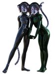  2018 3d_(artwork) alpha_channel anthro brother brother_and_sister clothed clothing collar digital_media_(artwork) duo feline hair hi_res kawaoneechan looking_at_viewer mammal multicolored_hair rubber shiny sibling simple_background sister skinsuit smile standing tight_clothing transparent_background two_tone_hair 