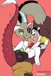  2017 4_fingers 4_toes 5_fingers ahegao anal anal_penetration animal_genitalia animal_penis anthro antlers anus balls beard big_balls big_dom_small_sub big_penis black_hair brown_fur butt canine canine_penis chair_position discord_(mlp) draconequus duo equine_penis erection facial_hair friendship_is_magic from_behind_position front_view fur green_eyes green_scales hair hooves horn knot larger_male licking licking_face long_neck long_tongue looking_at_another looking_pleasured lying male male/male male_penetrating mammal moan my_little_pony nude open_mouth paws penetration penis penis_size_difference red_background red_eyes red_penis red_scales scales sex sheath simple_background sitting size_difference smaller_male smile teeth toes tongue tongue_out trooper036 white_fur white_hair yellow_eyes 