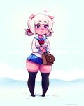  &lt;3 2018 absolute_territory anthro bag big_thighs breasts clothed clothing cyancapsule emelie female hair hi_res legwear mammal miniskirt pig pigeon_toed porcine purple_eyes school_uniform skirt slightly_chubby smile solo thick_thighs tiny_feet uniform white_hair 