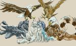  2007 ambiguous_gender anthro avian bald_eagle beak bird black_beak black_hair black_markings black_pawpads blue_eyes blue_fur blue_hair brown_eyes brown_feathers c_eagle canine claws countershading eagle ear_fins eye_contact feathered_wings feathers female feral fin flying fur golden_eagle green_eyes grey_feathers grey_fur group gryphon hair happy head_in_hands hindpaw hybrid lanakila lying mammal marine markings nauta_(ring-tailed_cat) nova_(novawuff) novawuff nude on_butt on_front orange_background pawpads paws procyonid relaxing ring-tailed_cat ringtail simple_background sitting smile steelwing stormdancer tail_feathers tail_tuft tan_countershading tuft vantid_(amber_hill) white_countershading white_feathers white_fur wings wolf yellow_beak yellow_eyes 