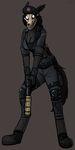 anthro black_fur breasts canine caveira clothed clothing female fur gun hair handgun hat hi_res holding_object holding_weapon kea_(artist) looking_at_viewer mammal monster pistol rainbow_six rainbow_six:_siege ranged_weapon scp-1471 scp_foundation simple_background skull solo standing weapon 