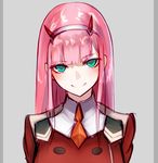  darling_in_the_franxx green_eyes horns jazztaki long_hair looking_at_viewer pink_hair smile solo zero_two_(darling_in_the_franxx) 