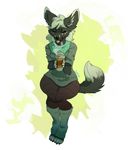  anthro badge beverage canine clothing coffee cute digital_media_(artwork) female fennec fivel fox invalid_tag leggings legwear mammal sweater tights tymid 