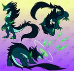  blitzdrachin claws dragon fangs feral fur gradient_background green_claws pattern_background simple_background slit_pupils standing teal_body toe_claws 