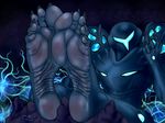  5_fingers 5_toes abstract_background alien ambiguous_gender claws dark_samus feet foot_fetish foot_focus hi_res humanoid humanoid_feet looking_at_viewer metroid nintendo plantigrade quintonquill soles solo toe_claws toes video_games 
