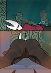  ambiguous_gender anus arthropod blush cape clothing empty_eyes female hollow_knight hollow_knight_(species) hornet_(hollow_knight) insect pussy pussy_juice rear_view spread_legs spreading video_games zexar7 