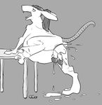  2017 abdominal_bulge anthro belly bent_over big_belly birth causationcorrelation digital_media_(artwork) duo equine female feral hair horse looking_away mammal monochrome mouse on_one_leg pony ponytail pregnant pussy raised_leg rodent spreading standing table vaginal_stretching 