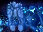  5_fingers 5_toes abstract_background alien ambiguous_gender charging claws dark_samus feet foot_fetish foot_focus glowing hi_res humanoid humanoid_feet looking_at_viewer metroid nintendo plantigrade quintonquill soles solo toe_claws toes video_games 