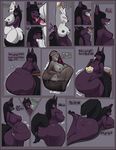  asaneman belly big_belly big_breasts big_butt breast_expansion breasts burping butt butt_expansion canine comic digestion english_text fox huge_butt internal jackal mammal oral_vore overweight slightly_chubby swallowing text victoria vore weight_gain 