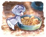  animal_ears anthropomorphism food gray_eyes gray_hair original pantyhose sakino_shingetu short_hair tail 