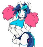  2018 animal_genitalia animal_penis animated anthro balls breasts cheerleader clothing crossgender cutie_mark dickgirl equine equine_penis friendship_is_magic hair horn intersex legwear looking_at_viewer mammal medial_ring my_little_pony penis pom_poms shining_armor_(mlp) simple_background solo tolsticot unicorn vein white_background 